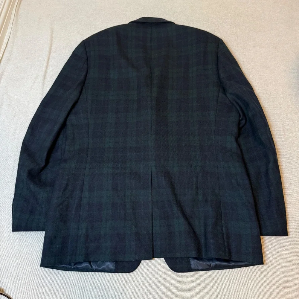 Lauren Ralph Lauren Blazer Men 42L Green Black Watch Plaid Wool Sport Coat